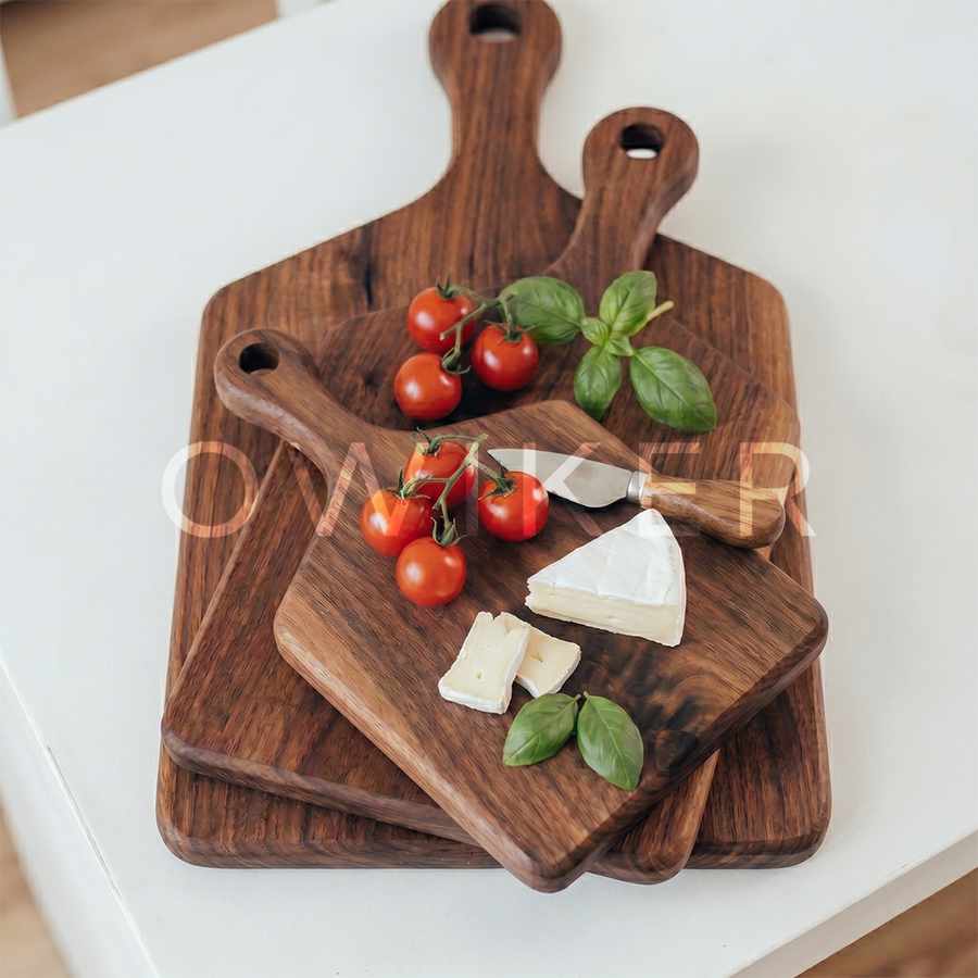 Set Premium de Planches en Noyer Massif (3 Pièces + Support)
