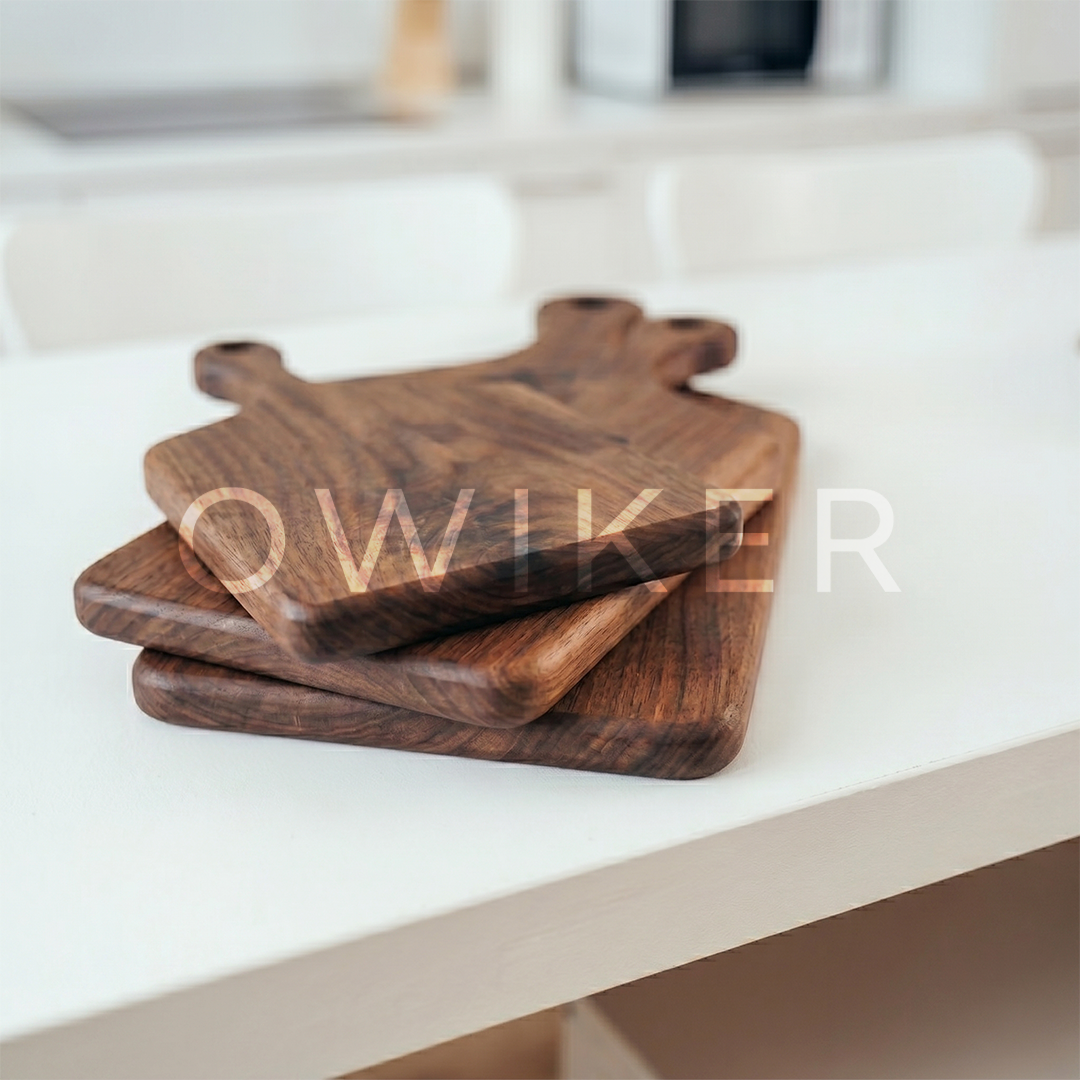 Set Premium de Planches en Noyer Massif (3 Pièces + Support)